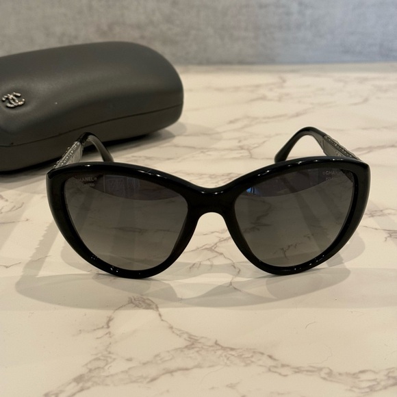 Chanel Cat Eye Acetate & Strass Metal Sunglasses - Picture 2 of 7